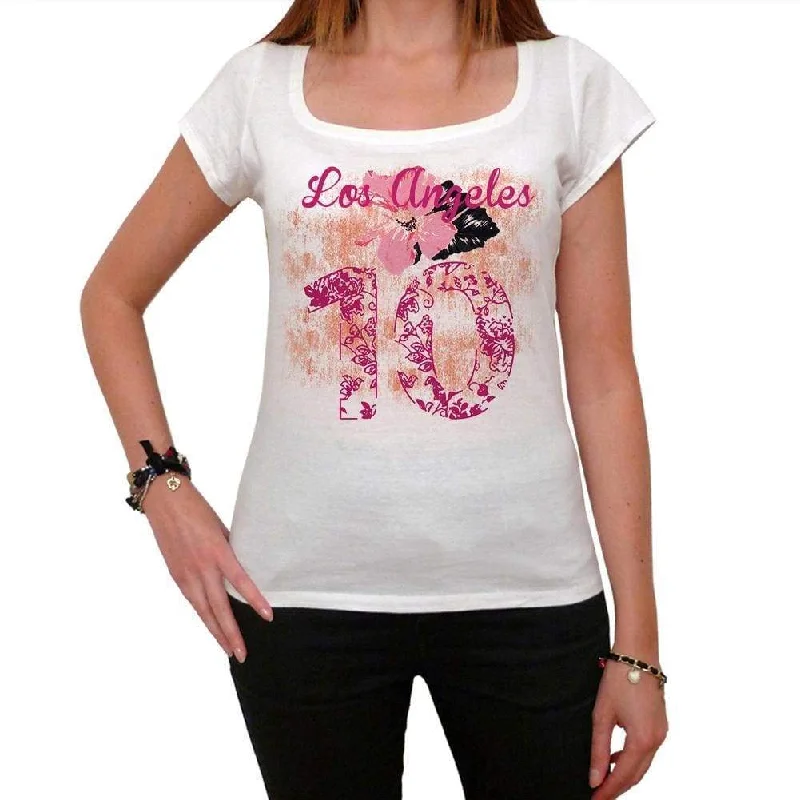 10, Los Angeles, Women's Short Sleeve Round Neck T-shirt 00008