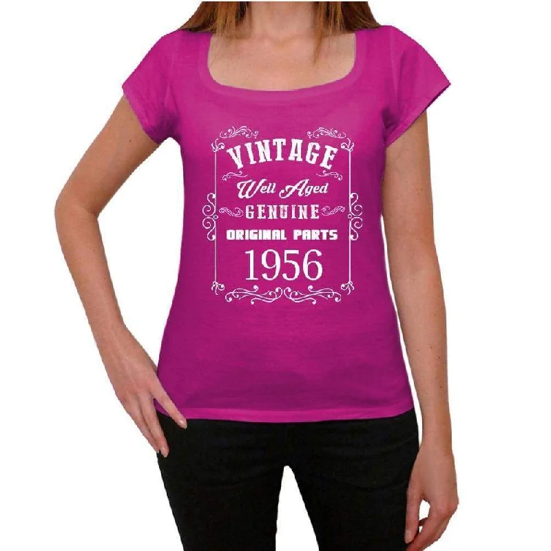 1956, Well Aged, Pink, Women's Short Sleeve Round Neck T-shirt 00109