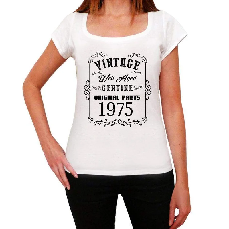 1975, Well Aged, White, Women's Short Sleeve Round Neck T-shirt 00108