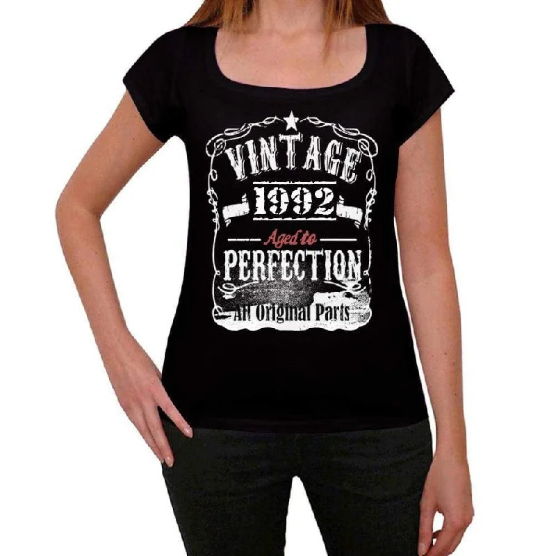 1992 Vintage Aged to Perfection Women's T-shirt Black Birthday Gift 00492