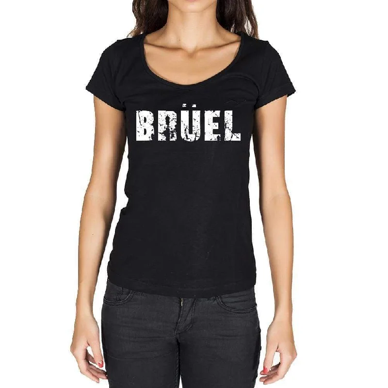 brüel, German Cities Black, Women's Short Sleeve Round Neck T-shirt 00002