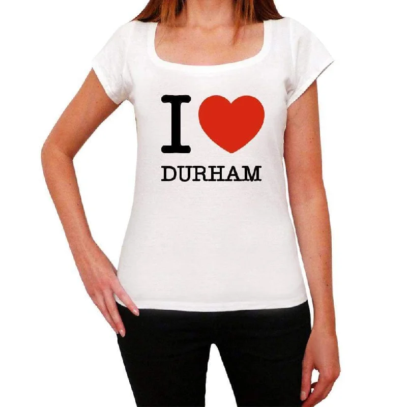 DURHAM, I Love City's, White, Women's Short Sleeve Round Neck T-shirt 00012