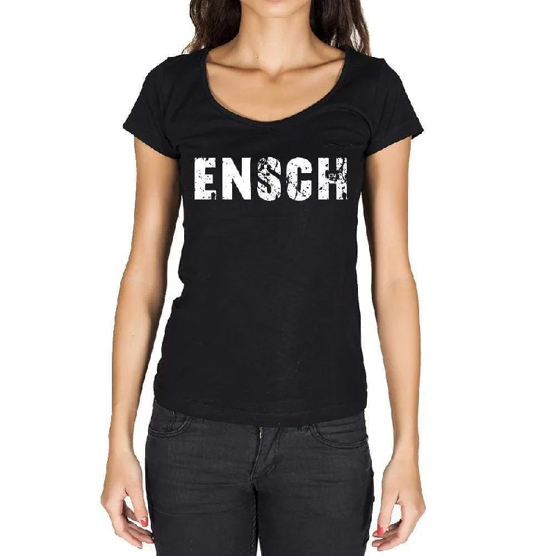 ensch, German Cities Black, Women's Short Sleeve Round Neck T-shirt 00002