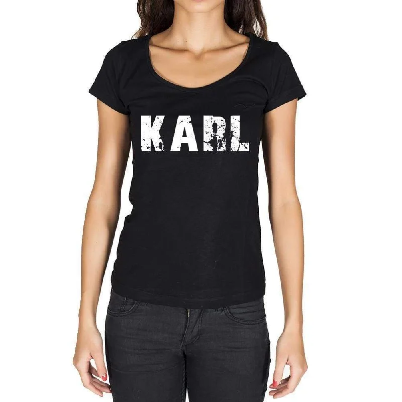 karl, German Cities Black, Women's Short Sleeve Round Neck T-shirt 00002