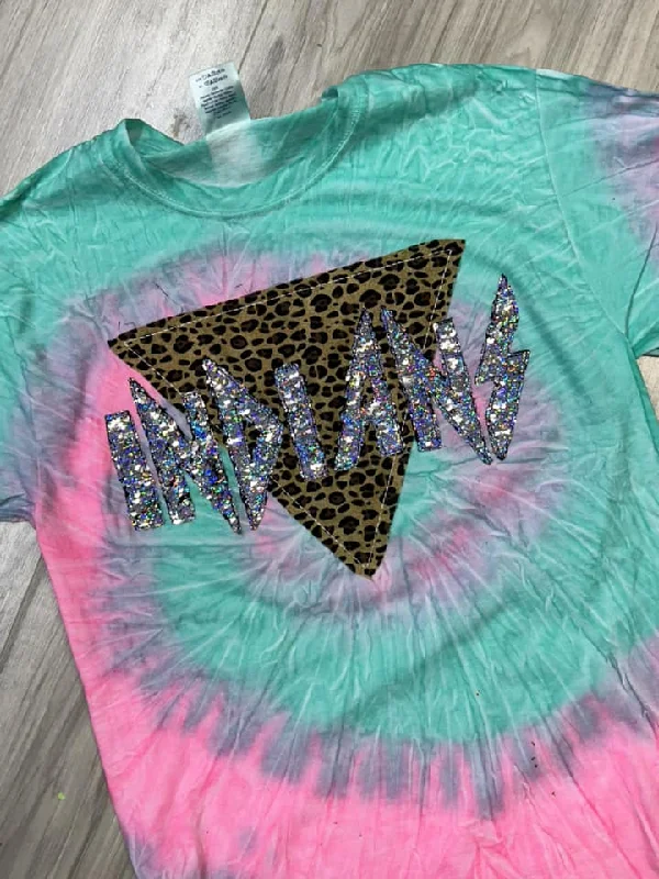 Leopard Triangle and Team Name Spirit Shirt - Tie Dye