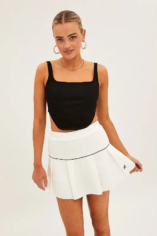 White Pleated Tennis Mini Skort