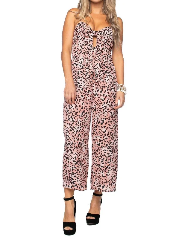 Animal Print Jumpsuit In Pink