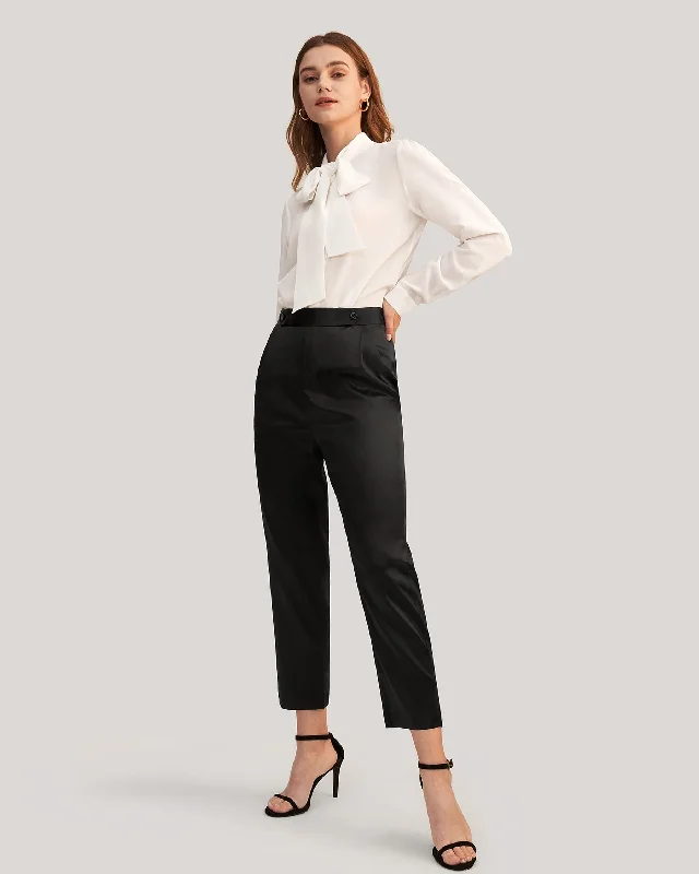 Comfort Fit Silk Cigarette Pants for Women