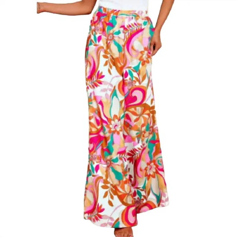 Floral Print Wide Pants In Pink