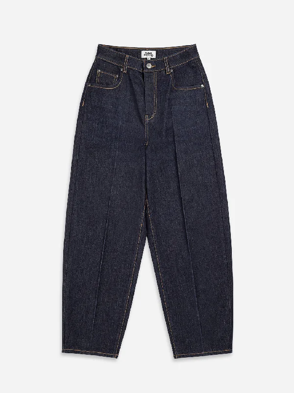 High Rise Indigo Barrel Jeans