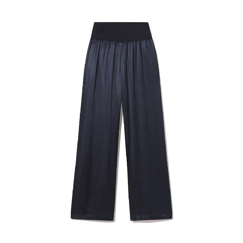 Lola Satin Pant In Navy