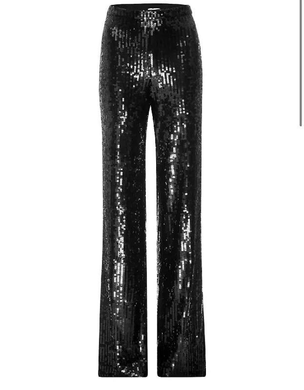 Sequin Wide Leg Pants In Black