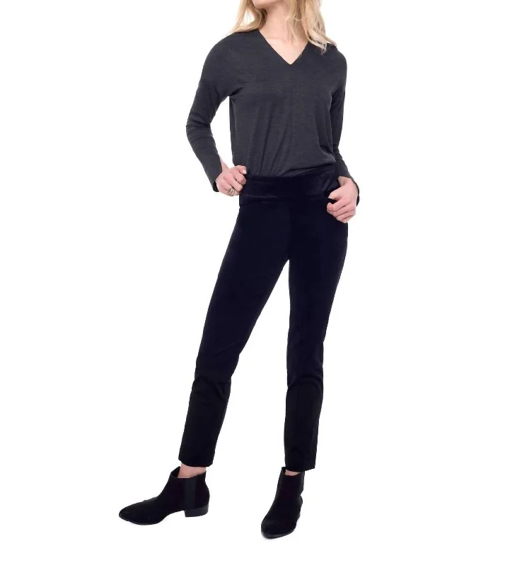 Velveteen Slim Ankle Pant In Black