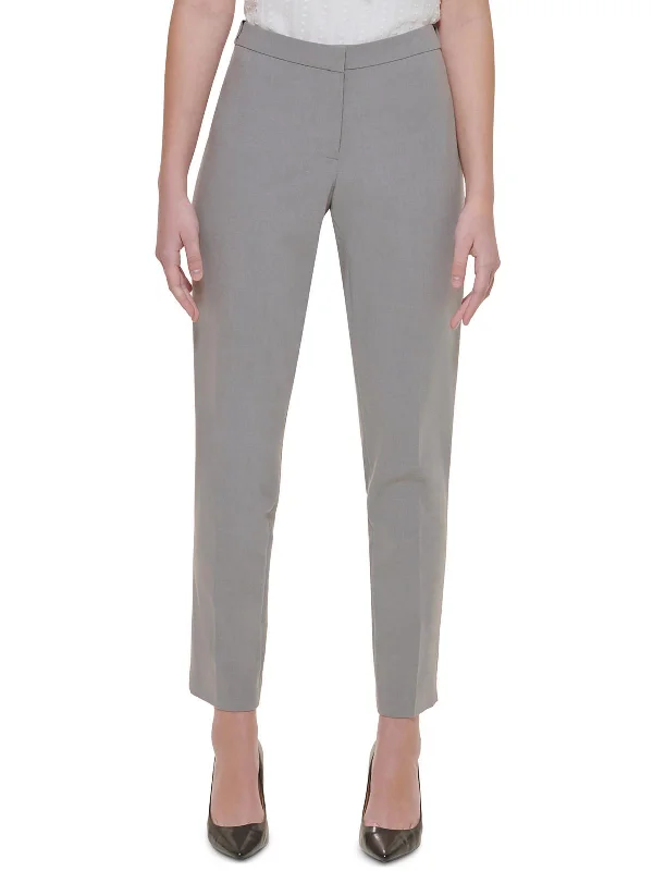 Womens Mid-Rise Solid Ankle Pants