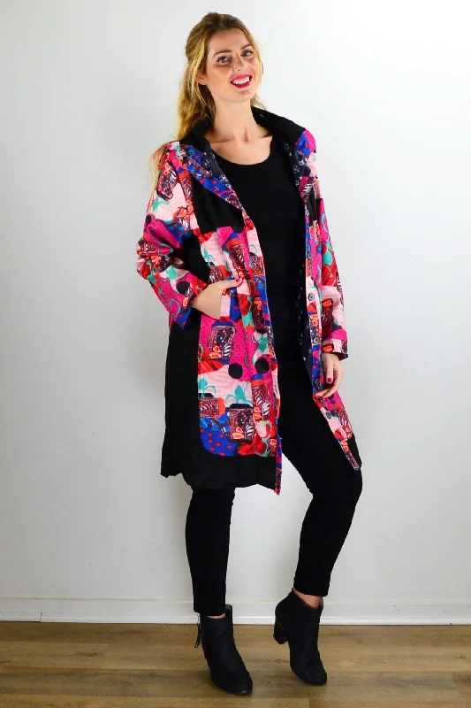 Abstract Print Fuchsia Corduroy Jacket