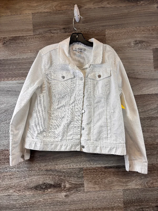 Jacket Denim By Croft And Barrow In White Denim, Size: L