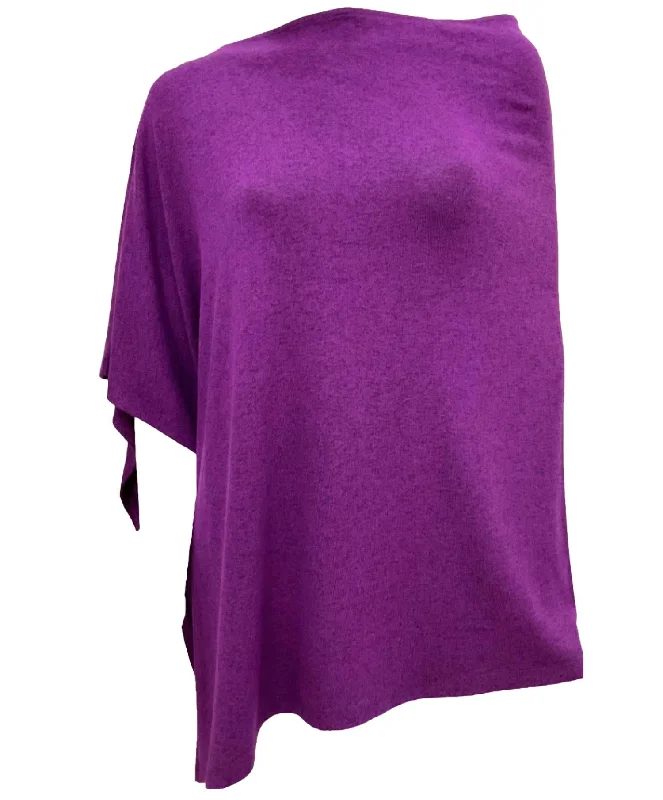 Solid Asymmetrical Poncho In Violet