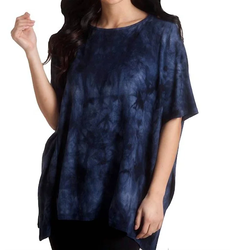 Super Soft Tie Dye Poncho In Denim