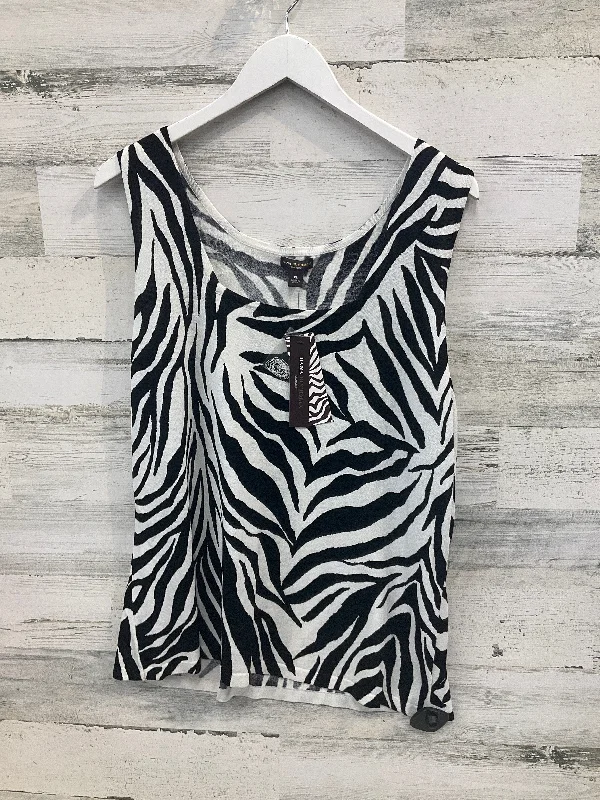 Top Sleeveless By Dana Buchman In Zebra Print, Size: Xl