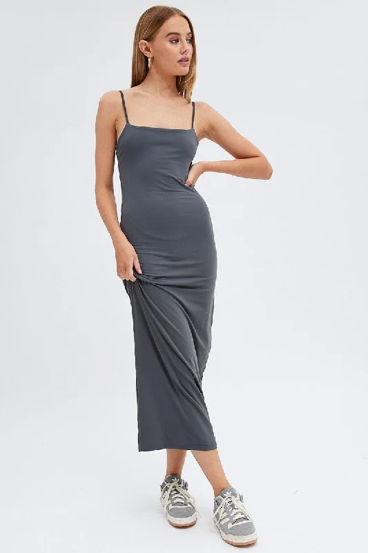 Grey Supersoft Bodycon Maxi Dress