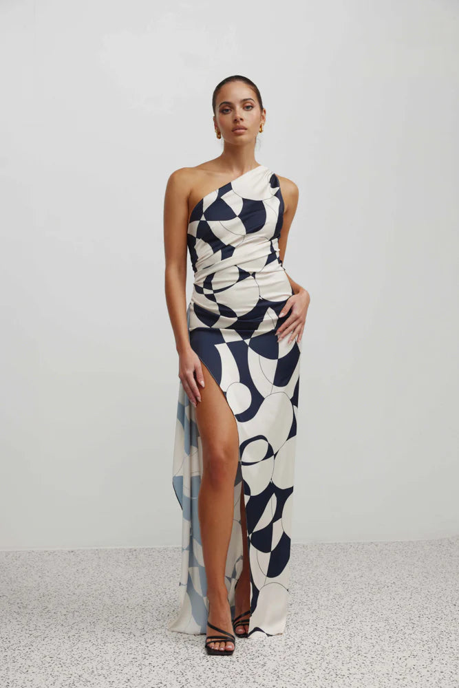 Lexi Samira Dress - Abstract Navy Print