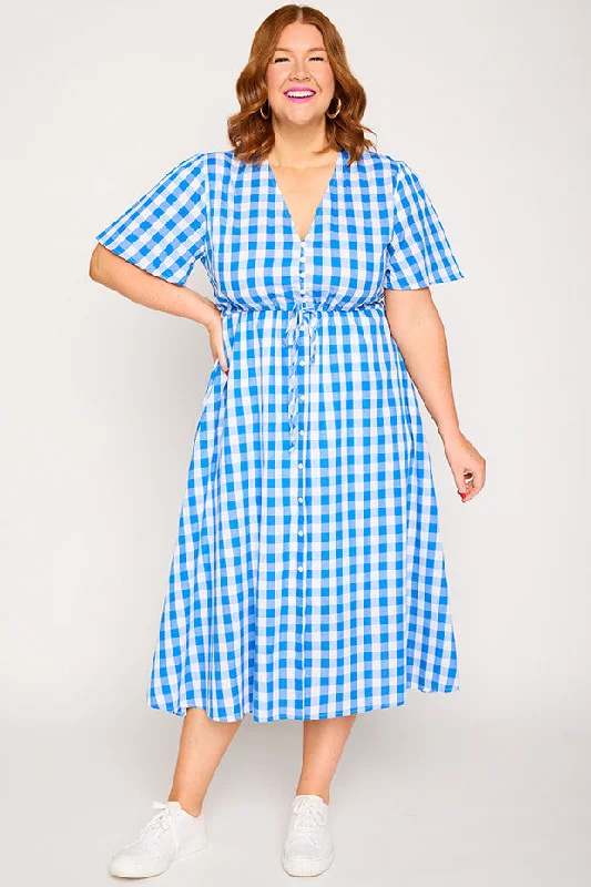 Marley Gingham Cobalt Dress