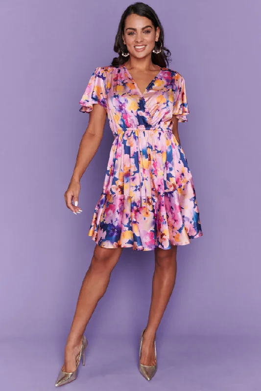 Peyton Watercolour Rose Party Dress