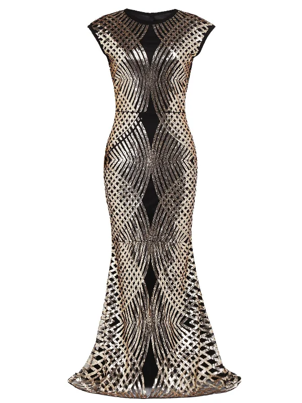 [US Warehouse] Gold 1920s Sequin Maxi Dress