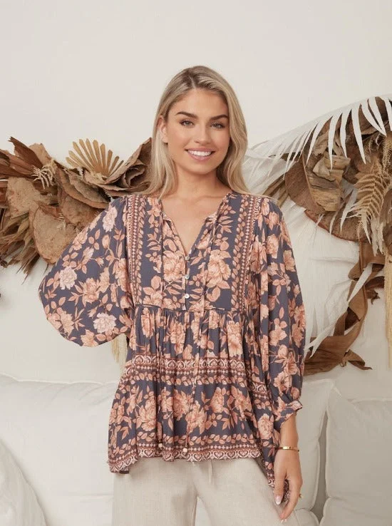 Verena Balloon Sleeve Boho Top