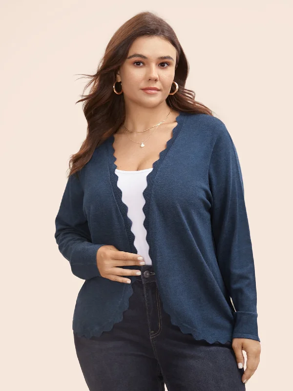 Supersoft Essentials Solid Scalloped Trim Cardigan